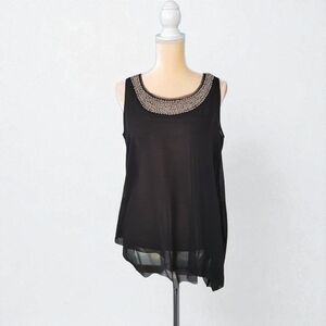 Suzy Shier Sheer Black Beaded Blouse Fairy Romantic Goth Glam Y2K NwT
